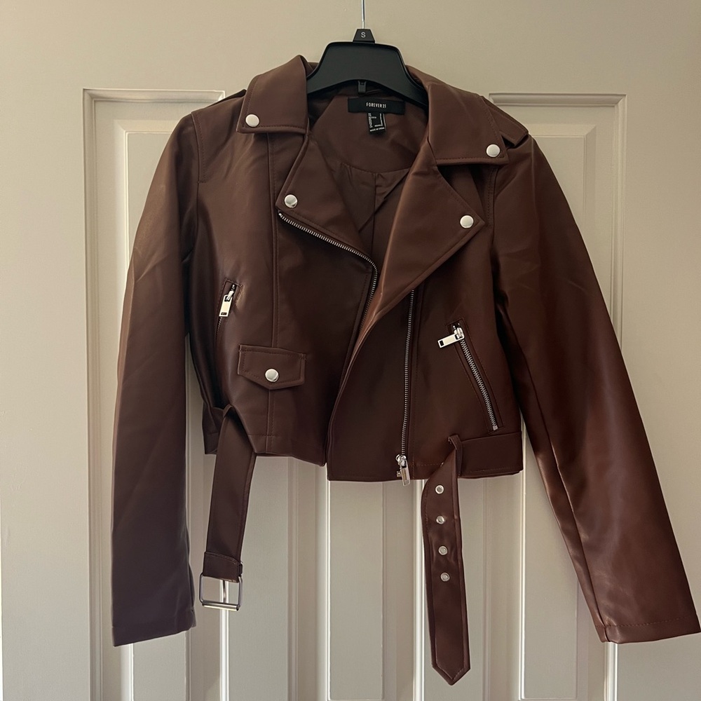 Brown faux leather jacket
